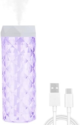 USB Desktop Crystal Humidifier 1000ml with 7 Colors LED Night Light, No Noise Suitable for Home, Office, Desk, Bedroom and Babies Room by frestar