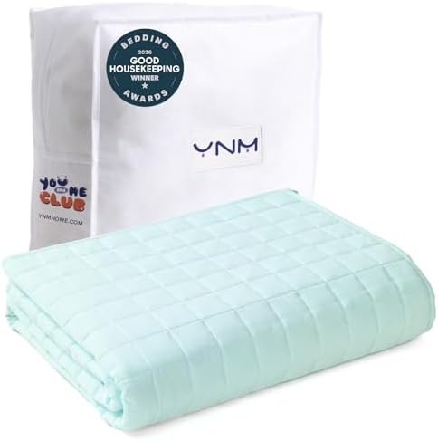 YnM King Size Weighted Blanket for Adults (88x104 Inches, 30 Pounds, Mint Green), Exclusive Smallest Compartments with Glass Beads, Heavy Bed Blanket for Two Persons of 140~240lbs on Queen or King Bed by YNM