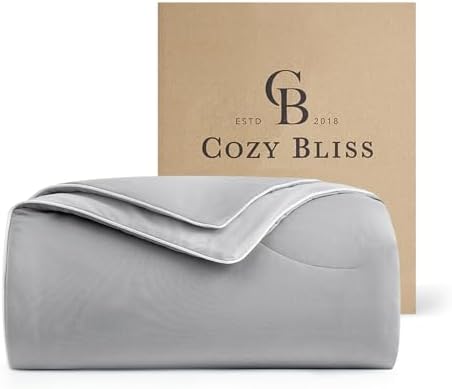 Cozy Bliss Cooling Comforter Cali King Size, Reversible Lightweight Cooling Blankets for Hot Sleepers and Night Sweats, Q-Max>0.45 Soft Breathable Silky Smooth Summer Comforter, Cool Grey, 106"x96" by CozyBliss