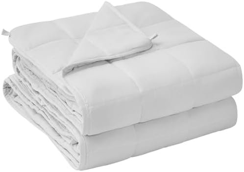 yescool Weighted Blanket for Adults (20 lbs, 60” x 80”, White) Cooling Heavy Blanket for Sleeping Perfect for 190-210 lbs, Queen Size Breathable Blanket with Premium Glass Bead, Machine Washable by yescool
