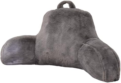 Aimuan Reading Pillow Bed Rest Pillow with Arms Rabbit Fur Cushion for Adults Teens Incline Rest Sitting up & Sleeping Snoring Pillow with Pregnancy Lumbar Back Support (Standard, Grey) by AIMUAN