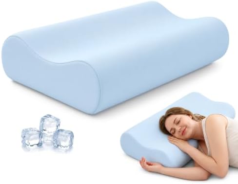 AM AEROMAX 32" King Contour Memory Foam Pillow for Neck Pain Relief, Blue by AMAEROMAX
