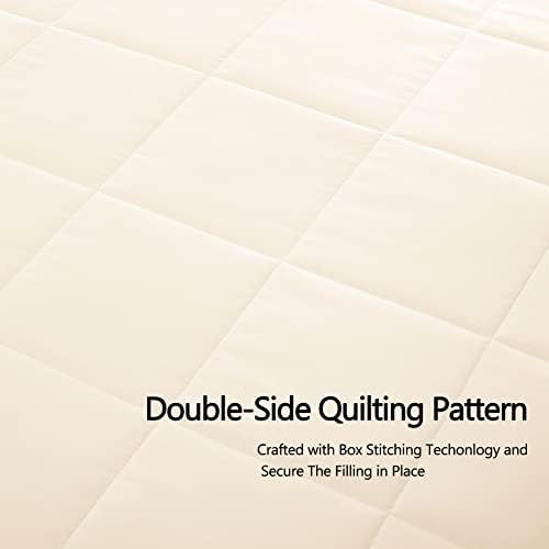 COMFLIVE Twin Down Alternative Blanket - Lightweight Satin Trim, Beige - Image 4