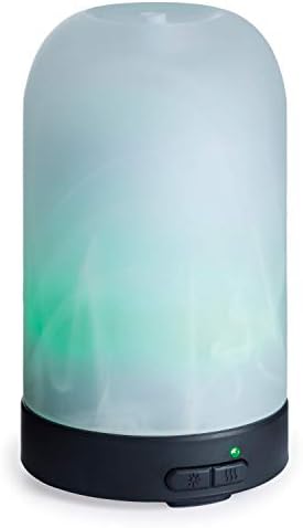 Airome Frosted Glass Medium Essential Oil Diffuser|100 mL Humidifying Ultrasonic Aromatherapy Diffuser 8 Colorful LED Lights, Intermittent & Continual Mist, Auto Shut-Off by Airom%C3%A9
