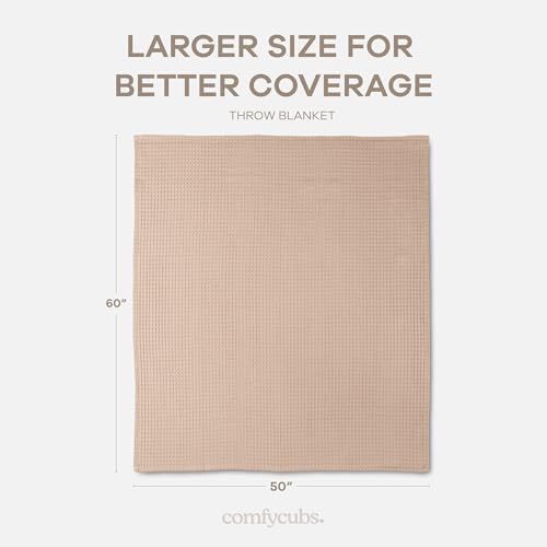 Comfy Cubs 100% Cotton Waffle Weave Throw Blanket Breathable Skin-Friendly Soft Lightweight Blankets - Perfect Warm Textured Blanket Layer - Size for Couch Bed & Sofa (Blush, 50" X 60") - Image 4