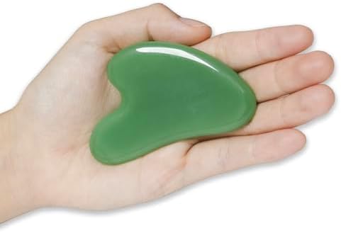 Gua Sha Jade Stone Gua Sha Massage Tool, Guasha Tool for Face and Body Skin Massage. Tools for SPA Acupuncture, Pink Stone for Body Face Neck and Eye, Skin Care Gift for Woman (deep Green) - Image 6
