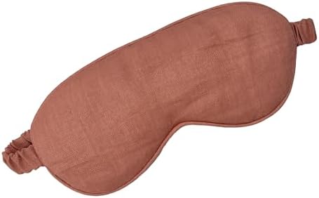 Eye mask Pure Linen Sleep Mask with Elastic Band, No Pressure On Eyes,Side Sleeper Eye Cover Organic Cotton Core Blindfold,Napping & Yoga Travel Essentials (Terrocota) by lyssiatina