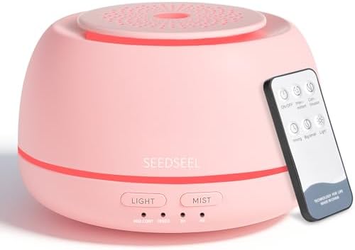 SEEDSEEL 300ML Aromatherapy Essential Oil Home Diffuser with 7 Color LED Light, Remote, 4 Timers, Auto-Off for Office, Bedroom, Yoga by SEEDSEEL