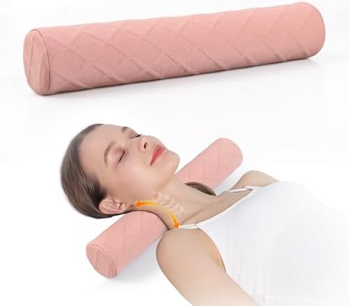 Cozyhealth 3.1" H Small Cervical Roll Pillow, Medium Soft Memory Foam Neck Round Pillow Cylinder Bolster Pillow for Sleeping, Round Neck Support for Bed, Legs, Back and Yoga (Pink, Small - 3.1" H) by Cozyhealth