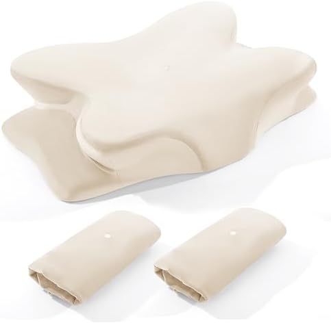 BALAPET 2 Pcs Velvet Cervical Neck Pillow Case, Soft Elasticity Pillowcase for Ergonomic Cervical Neck Pillow,Fuzzy Warm Flannel Pillow Cases with Zipper, Cover Only(White) by BALAPET