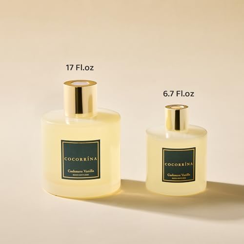 COCORRÍNA Reed Diffuser - Cashmere Vanilla 17 Fl.oz Reed Diffuser with 8 Sticks Scented Diffuser with Preserved Flowers for Bathroom Home Decor - Image 7