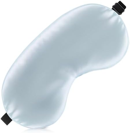 Sleep Mask Silk Eye Mask for Men Sleeping Mask, Adjustable Elastic Strap for Night Shading Sleep Mask, Soft and Comfortable for Both Men and Women (Light Blue) by Unknown