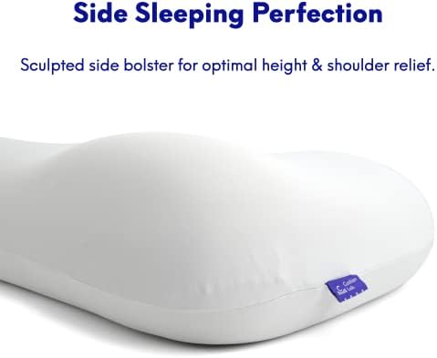 C CUSHION LAB Deep Sleep Pillow, Patented Ergonomic Contour Design for Side & Back Sleepers, Orthopedic Cervical Shape Gently Cradles Head & Provides Neck Support & Shoulder Pain Relief - Calm Grey - Image 3