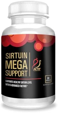 Actif Sirtuin Mega Support with 5 Advanced Factors – Anti-Aging, 100% Natural, Non-GMO, 60 Count by ACTIF