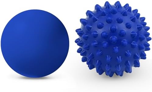 Physical Massage Therapy Ball Set: Lacrosse & Spiky Ball Set for Stress Relief, Muscle Therapy, Myofascial Release, Portable Pain Relief Tool for Gym Office Home Use (Blue-Blue) by LUKYPORT