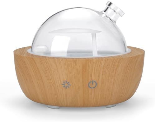 200ml Glass Essential Oil Diffusers for Home, Wood Grain Base by kakoda