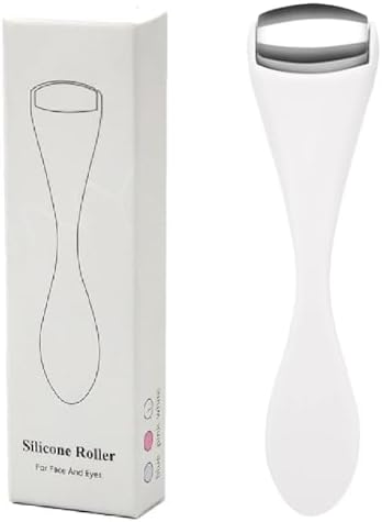 Mini Eye Face Rollers Massager 304 Stainless Steel Ice Silicone Roller for Relief Pain Skincare Facial Women Girl Gift (White Color) by Gajoin