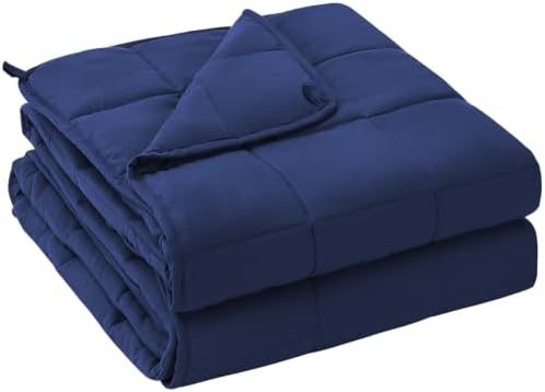 yescool Weighted Blanket for Adults (12 lbs, 48" x 72", Blue) Cooling Heavy Blanket for Sleeping Perfect for 110-130 lbs, Twin Size Breathable Blanket with Premium Glass Bead, Machine Washable by yescool