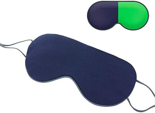 Sleep Mask, DMaos Sleep Aid Super Soft Air Eyes Pillow, Milk Silk and Warm Cloth Sides, Adjustable Slip Hold Strap to Ears - Navy + Green by DMaos