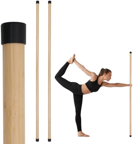 P Polerden Yoga Stick, 5ft Exercise Stick for Mobility, Stretching Stick with Non-Slip Ends, Exercise Dowel for Pilates, Balance Pole and Stretch Bar for Stretching Equipment by PPolerden