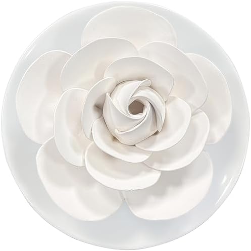 Passive Diffuser for Essential Oil-Ceramic Diffuser Non Electric Oil Diffusers for Small Mini Room, Desk Decorative, Bathroom (White Camellia) by oumeiben