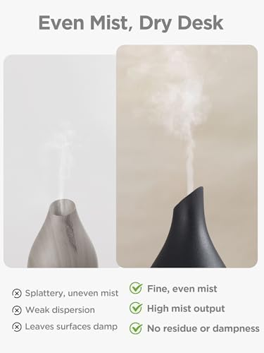 InnoGear Essential Oil Diffuser, 150ml Ceramic Diffuser Handcrafted Stone Aromatherapy Diffusers Ultrasonic Cool Mist Humidifier Vaporizer 2 Mist Modes Waterless for Home, Black Vase-Shaped Ceramic - Image 2