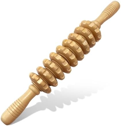 Manual Massager Wooden Handheld Roller Trigger Point Massager Stick for Fascia, Cellulite, Muscle & Abdomen, Body Therapy Massager, Muscle Belly Relief Tool, Natural Wood by Deston