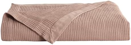 Great Bay Home 100% Cotton Blanket for King Size Bed | Lightweight and Breathable Waffle Weave Blankets for Summer & Spring | Versatile, Layering Pink Bed Blanket, Redwood, 102x90 inches - Image 3