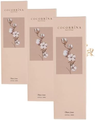 Cocorrína Reed Diffuser Set, Clean Linen 6.7 fl oz Scented Diffuser with Sticks Home Fragrance Reed Diffuser for Bathroom Shelf Decor (Pack of 3) by COCORR%C3%8DNA