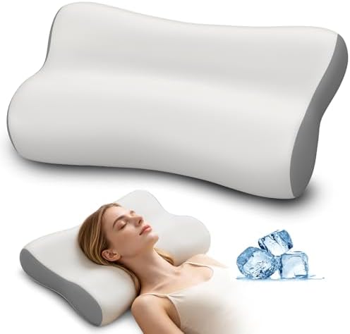 Polovo Cervical Neck Pillow for Pain Relief - Ergonomic Side Sleeper Pillow for Deep Sleep, Contour Memory Foam Pillows for Sleeping Bed Pillow for Side Back Stomach Sleepers(Grey) by Polovo