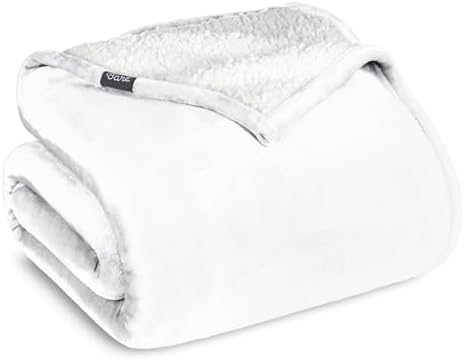 Bare Home Sherpa Fleece Blanket (Throw, White) by BareHome