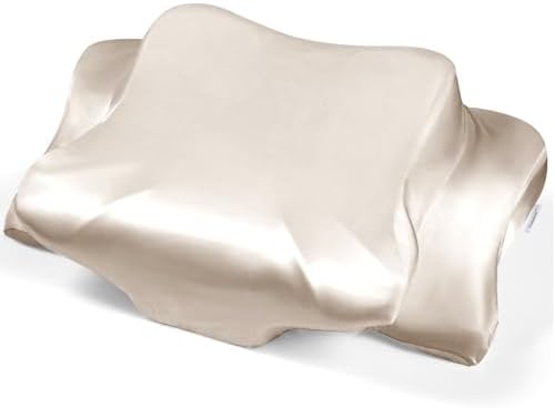 Satin Pillowcase for Cervical Pillows, (Cover Only) Fit for 24.8"x14.96"x5.51"/3.54" Orthopedic Neck Support Pillow, Silky Smooth Pillowcase Cover with Zipper Closure (Champagne) by WelcometoZelimun
