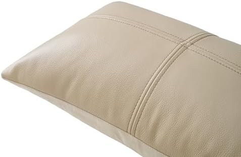 Full Grain Leather Lumbar Pillow Cover (14" x 22") (Cream) - Image 2