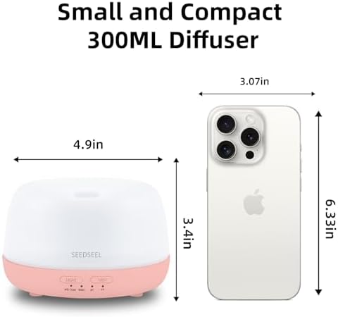 SEEDSEEL 300ML Essential Oil Diffuser with Remote Control, Aromatherapy Diffuser with 7-Color Changing LED Light for Home,Bedroom, Office - Image 2