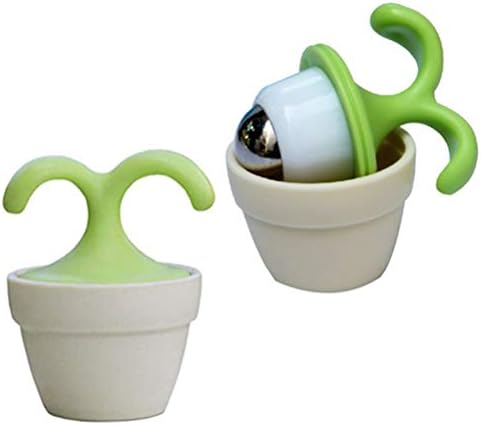 VUFVOID 2PCS Handheld Body Massager Mini Potted Plant Shaped Roller Ball Bead Relaxation Neck Foot Face Pot Desk Decor Massage Cooling for Neck (Green with White) by VUFVOID