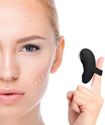 Multifunctional Silicone Handheld Massager, Waterproof Eye, Jaw, Finger and Body Massage Tool, Mini-Ring Powerful Portable Face & Eye Massager, Relieves Facial Muscle Fatigue and Pain - Black by maedouy