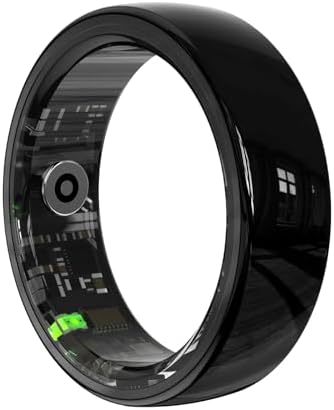 Black Ceramic Smart Ring for Men, Health & Sleep Tracker, Size 10 by Sqrutri