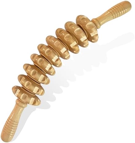 Curved Wood Massage Roller Stick for Muscle Relief & Cellulite Reduction by Deston