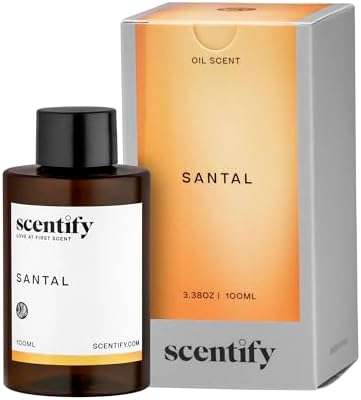 Scentify Santal Aroma Oil Refill Scent for Oil Diffusers - Iris, Amber, Sandalwood, Cedar Scents - Luxurious Relaxing Aromatherapy Diffuser Fragrance 100ml, 3.38 oz by Scentify
