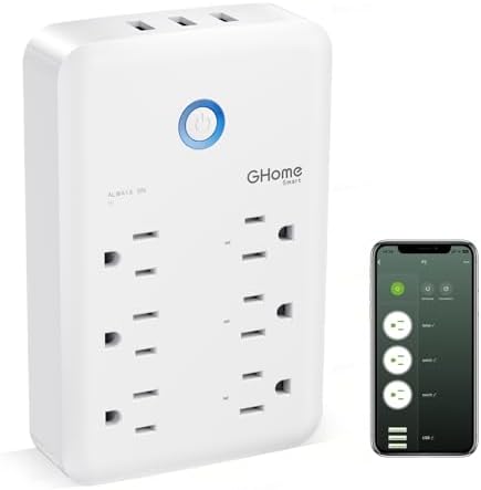GHome Smart Plug Outlet Extender, USB Wall Charger with 3 Individual Smart Outlets and 3 Smart USB Ports, Works with Alexa Google Home, WiFi Power Strip for APP Control,15A/1800W by GhomeSmart