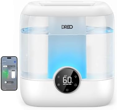 DREO 6L Smart Humidifiers for Bedroom, Large Room, 60H Runtime, Quiet 28dB by Unknown