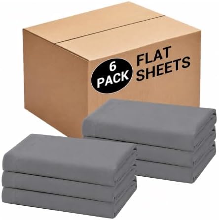 Bulk Full Flat Sheets Only, 6 Pack Quick Sort Top Bed Sheet, Color-Coded Label Threads, Wrinkle-Free Shrinkage Durable Microfiber Hotel Motel Airb&bs Essentials for Hosts (81"x96",Dark Gray) by Culve