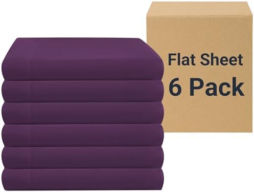 ZPECC Full Flat Sheet Only 6 Pack, Durable Dark Purple Top Bed Sheets Hypoallergenic Soft Brushed Microfiber Color-Coded Label, 81"x96" by ZPECC-ABrandThatHasBeenFocusedOnBeddingFor20Years