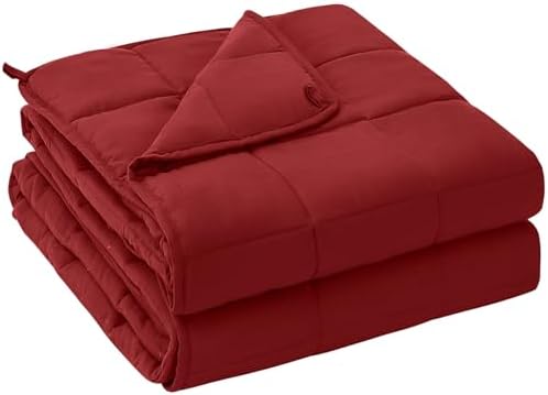 yescool Weighted Blanket for Adults (12 lbs, 48" x 72", Red) Cooling Heavy Blanket for Sleeping Perfect for 110-130 lbs, Twin Size Breathable Blanket with Premium Glass Bead, Machine Washable by yescool