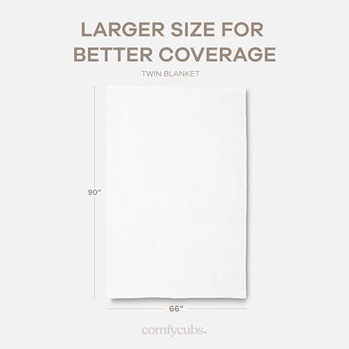 Comfy Cubs Waffle Blanket Twin, 90" x 66" - 100% Cotton Lightweight Breathable Bed Blanket - Soft Textured Thermal Weave for All Seasons – Decorative Cozy Layer for Couch, Sofa, or Bed - White - Image 4