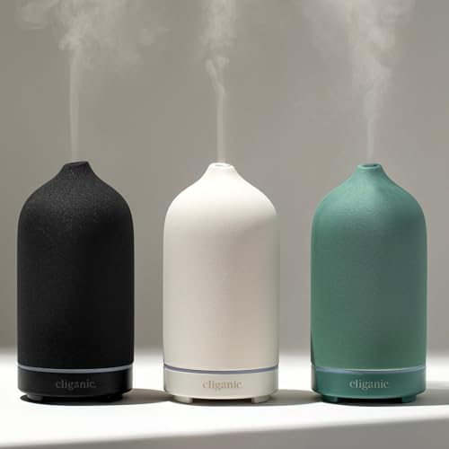 Cliganic Ceramic Diffuser (Sage), 100ml Ultrasonic for Essential Oils Aromatherapy, Home & Office - Image 3