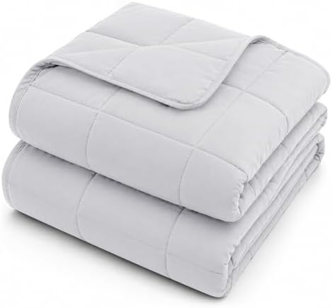 L'AGRATY King Size Weighted Blanket for Adults 25lbs, 88"x104" Cooling Heavy Blanket Microfiber Breathable Big Weighted Throw Blanket for Couple Summer Fall Winter, Light Grey by LAGRATY