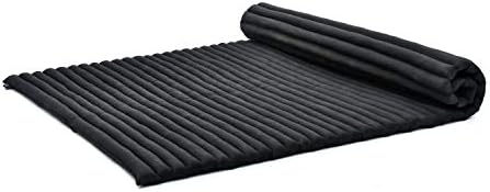 Leewadee - Foldable Floor Mattress - Japanese Roll Up Futon -Trifold Tatami Mat- Guest Floor Bed - Camping Mattress - Thai Massage Mat, Kapok Filled, 75 x 57 inches, Black by Leewadee