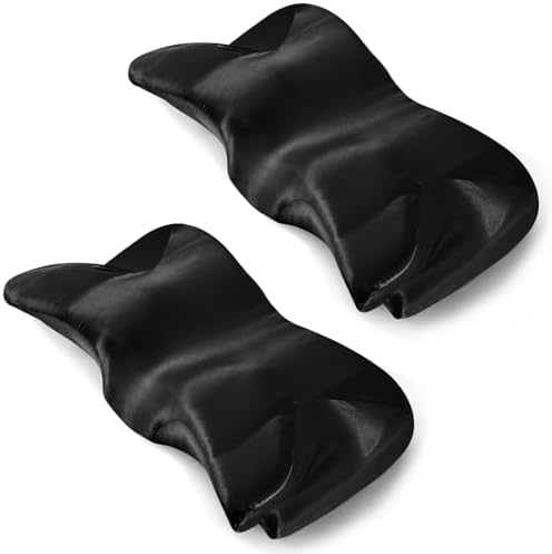 P Pothuiny Black Satin Cervical Pillow Case Cover 2-Pack with Zipper by P+Pothuiny