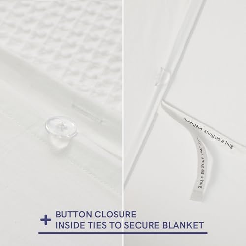 YnM Cotton Waffle Weave Duvet Cover for Weighted Blankets with 16 Strings (Coconut White, 60''x80'') - Image 3